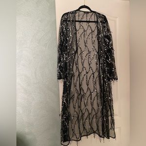 Sequin kimono open cardigan cover up